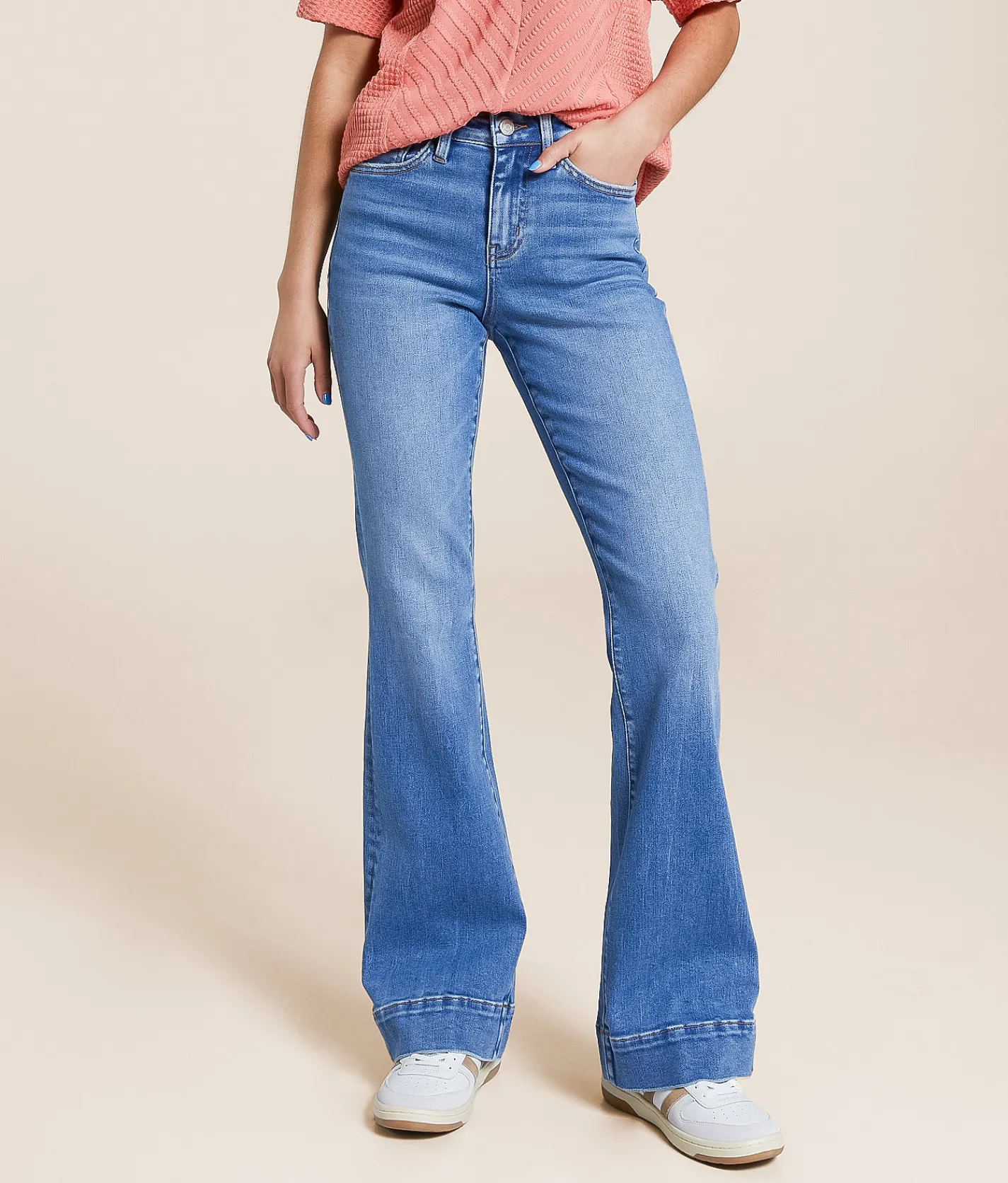 VERVET by Flying Monkey Bella High Rise Flare Stretch Jean Blue Lotus Outlet