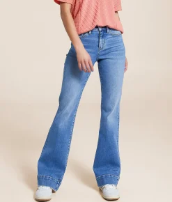 VERVET by Flying Monkey Bella High Rise Flare Stretch Jean Blue Lotus Outlet