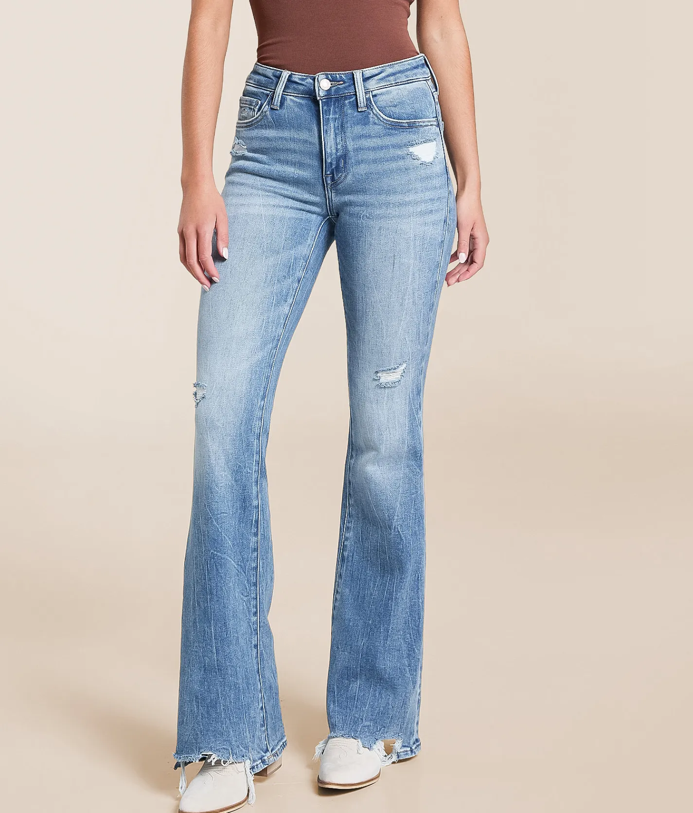 VERVET by Flying Monkey Bella Mid-Rise Flare Stretch Jean Elegant Grace Sale