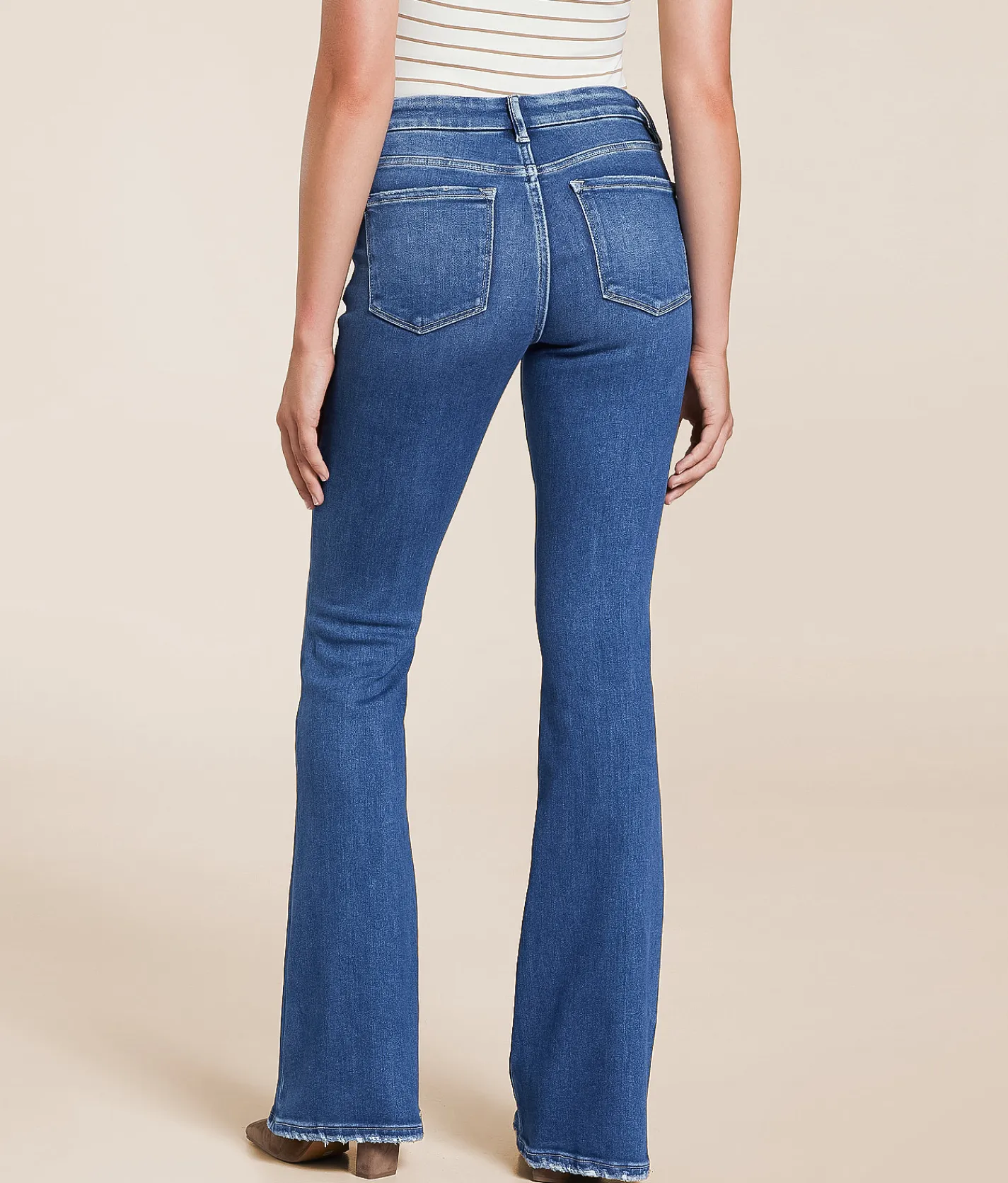 Jeans|Bottoms | VERVET by Flying Monkey Bella Mid-Rise Flare Stretch Jean Brilliant Radiance