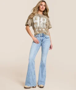 VERVET by Flying Monkey Bella Mid-Rise Flare Stretch Jean Togetherness Best