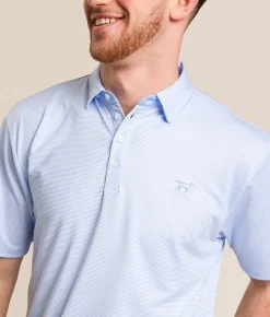 Tops|Activewear | Fieldstone Bentley Striped Performance Polo Cornflower