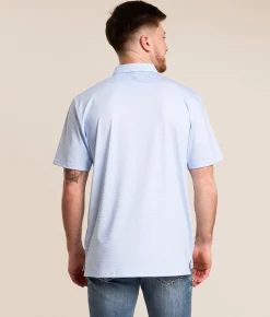 Tops|Activewear | Fieldstone Bentley Striped Performance Polo Cornflower
