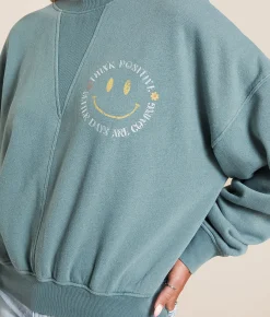 Modish Rebel Better Days Washed Pullover Blue Green Clearance