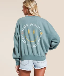 Modish Rebel Better Days Washed Pullover Blue Green Clearance