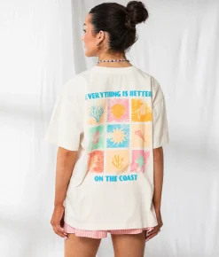 Tops | 33 Coastal Better On The Coast Oversized T-Shirt Cream