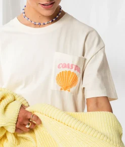 Tops | 33 Coastal Better On The Coast Oversized T-Shirt Cream