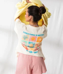 Tops | 33 Coastal Better On The Coast Oversized T-Shirt Cream