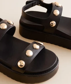 Steve Madden Bia Leather Flatform Sandal Black Leather Online
