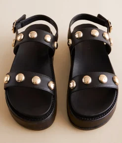 Steve Madden Bia Leather Flatform Sandal Black Leather Online