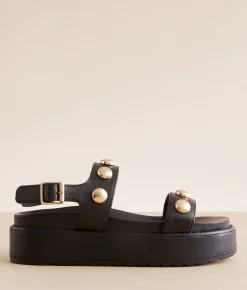 Steve Madden Bia Leather Flatform Sandal Black Leather Online