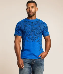 Tops|Graphic T-Shirts | Affliction Bias T-Shirt Snorkel Blue Lava Wash