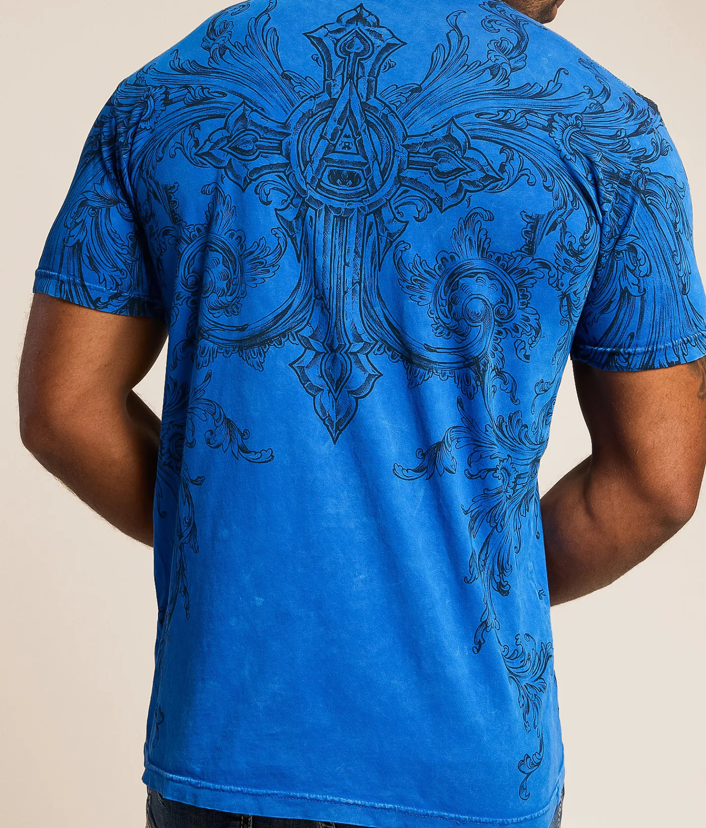 Tops|Graphic T-Shirts | Affliction Bias T-Shirt Snorkel Blue Lava Wash