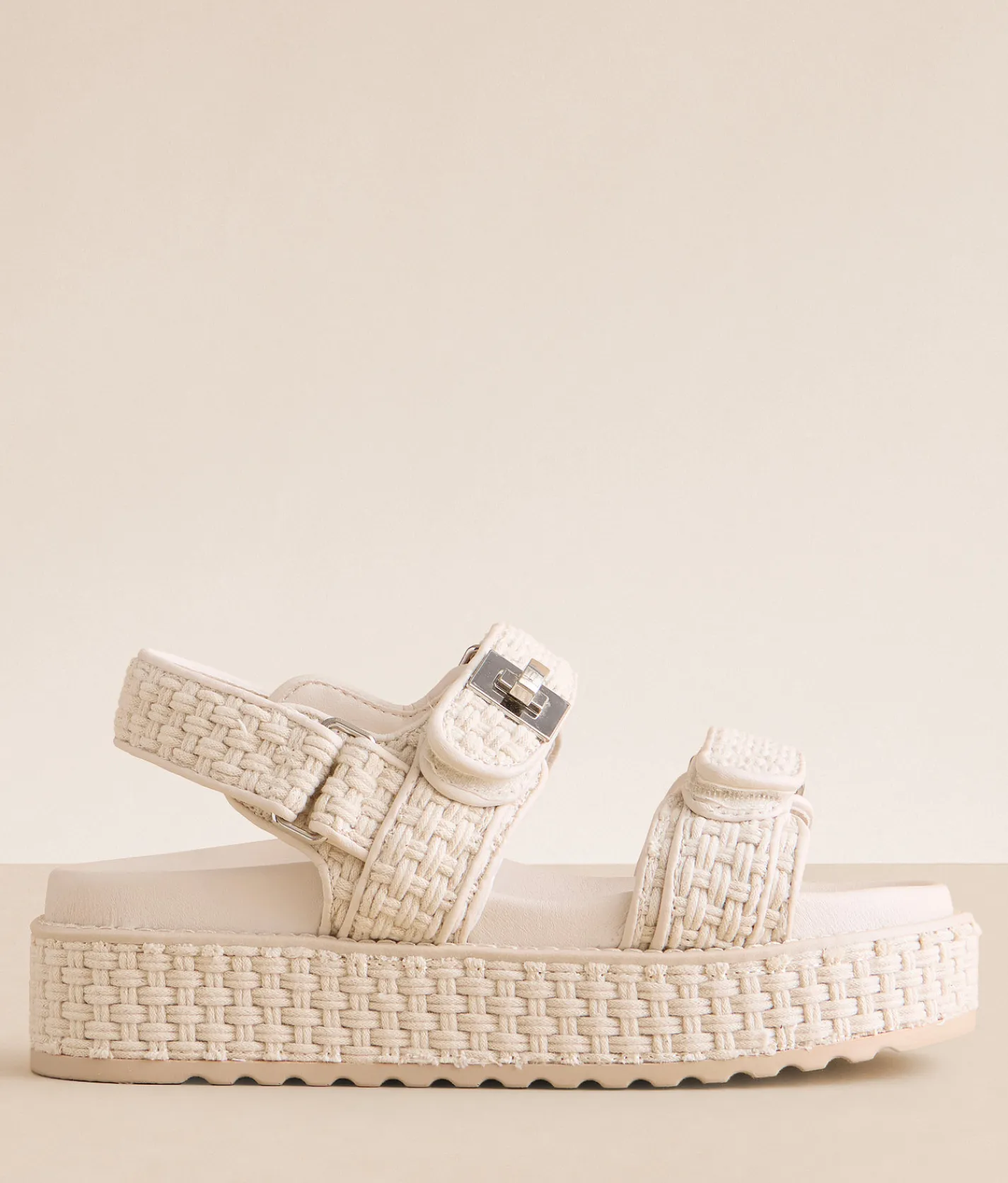 Shoes | Steve Madden Bigmona Flatform Sandal Bone Woven