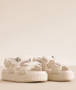 Shoes | Steve Madden Bigmona Flatform Sandal Bone Woven