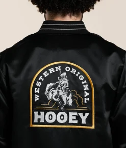 Coats & Jackets | Hooey Big Sky Satin Bomber Jacket Black