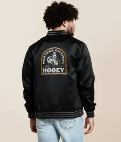 Coats & Jackets | Hooey Big Sky Satin Bomber Jacket Black