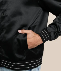 Coats & Jackets | Hooey Big Sky Satin Bomber Jacket Black