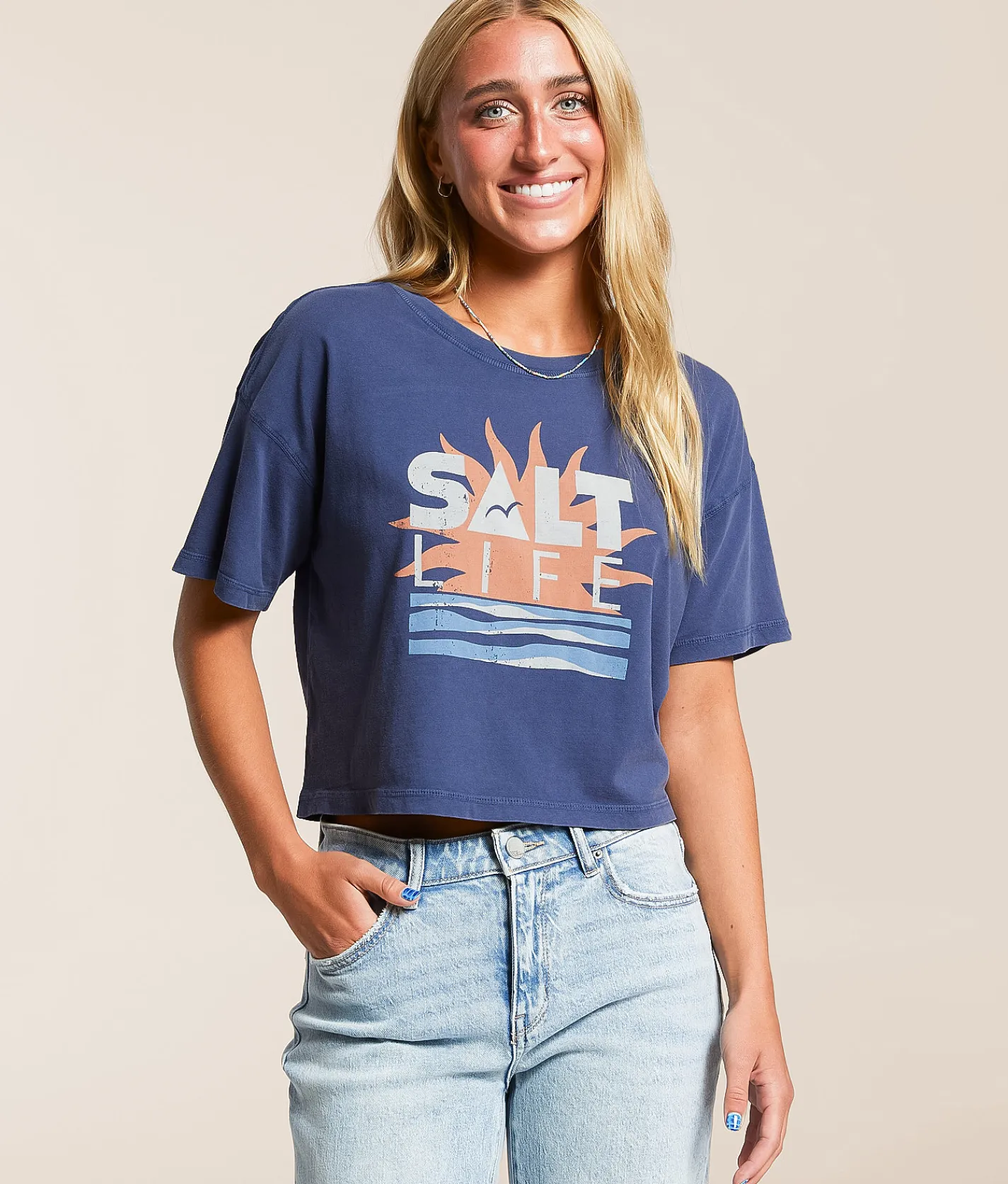 Salt Life Big Sun Cropped T-Shirt Indigo