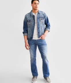 True Religion Big T Jimmy Stretch Denim Jacket Bond St Medium Wash Clearance