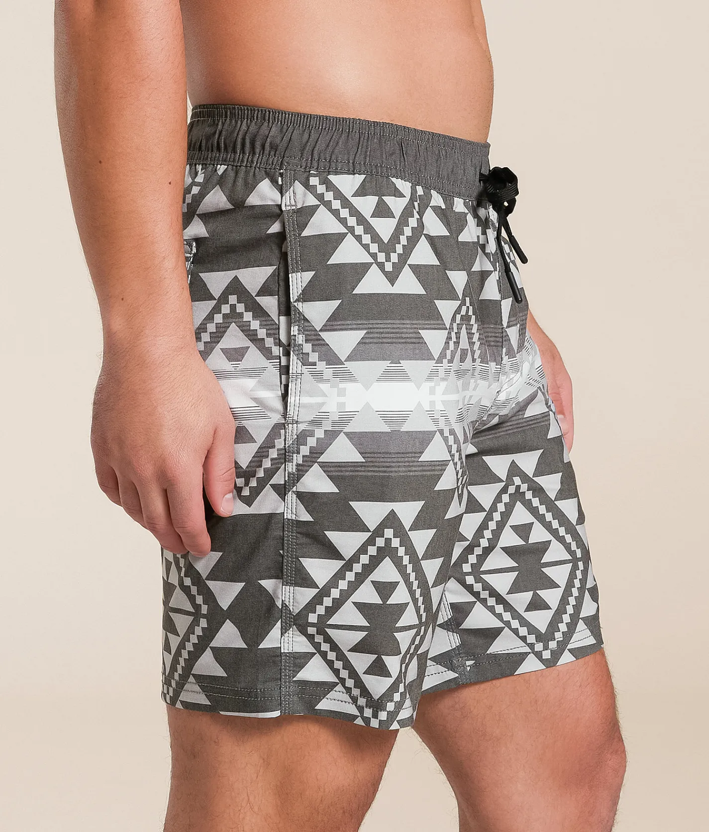 Bottoms|Swimwear | Hooey Bigwake Stretch Swim Trunks Grey Aztec