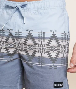 Bottoms|Swimwear | Hooey Big Wake Stretch Swim Trunks Blue Aztec Stripe