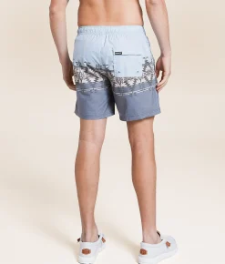 Bottoms|Swimwear | Hooey Big Wake Stretch Swim Trunks Blue Aztec Stripe