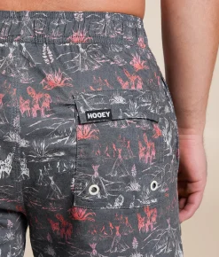 Bottoms|Swimwear | Hooey Bigwake Stretch Swim Trunks Comanche Charcoal Print