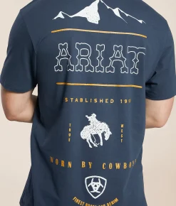 Graphic T-Shirts | Ariat Billboard T-Shirt Blue Dusk