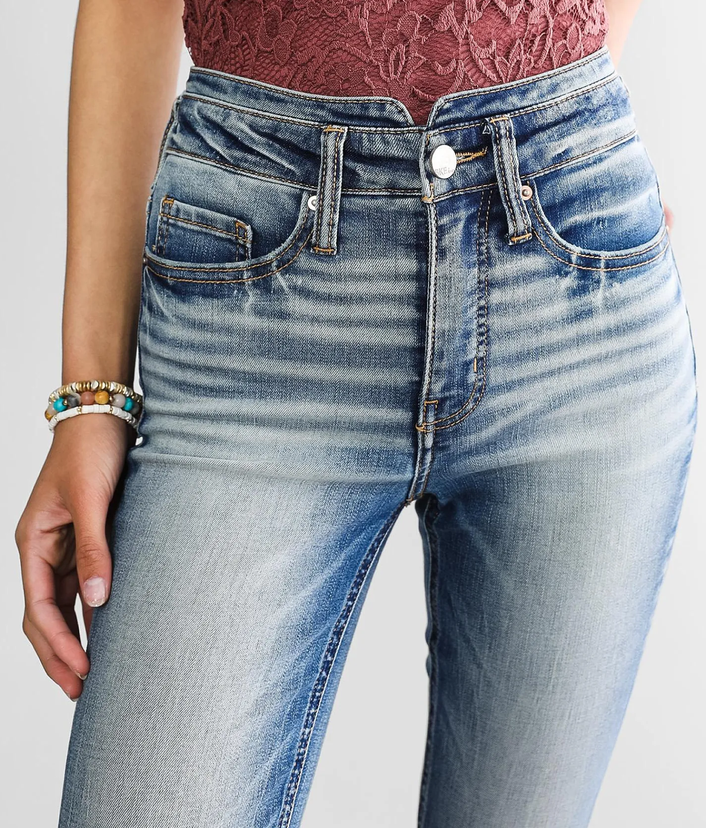 BKE Billie Ankle Straight Stretch Cuffed Jean Tobak Sale