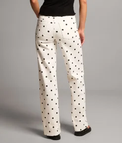 BKE Billie Polka Dot Wide Leg Stretch Jean Black Polka Dot Outlet
