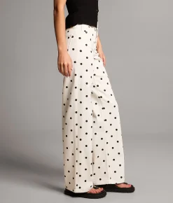 BKE Billie Polka Dot Wide Leg Stretch Jean Black Polka Dot Outlet