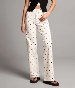 BKE Billie Polka Dot Wide Leg Stretch Jean Black Polka Dot Outlet