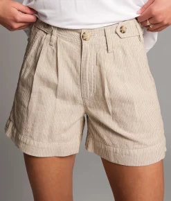 BKE Billie Striped Short Tan and Cream Stripe Sale