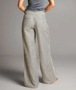 Bottoms | BKE Billie Striped Wide Leg Pant Navy Cream Stripe