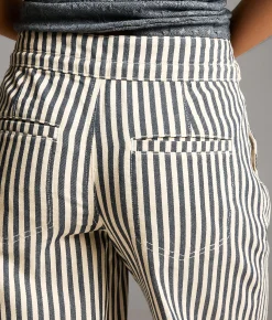 Bottoms | BKE Billie Striped Wide Leg Pant Navy Cream Stripe