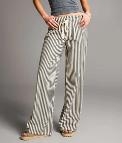 Bottoms | BKE Billie Striped Wide Leg Pant Navy Cream Stripe