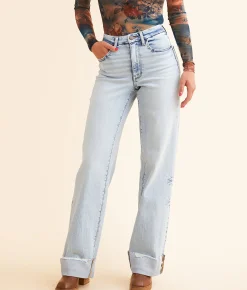 Jeans|Bottoms | BKE Billie Wide Leg Cuffed Stretch Jean Rainer 3
