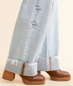Jeans|Bottoms | BKE Billie Wide Leg Cuffed Stretch Jean Rainer 3