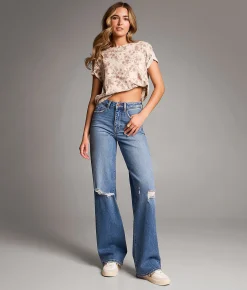 BKE Billie Wide Leg Stretch Jean Robey Hot