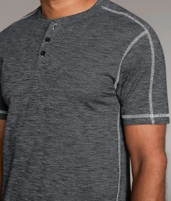 Tops | BKE Bio Washed Henley Black White