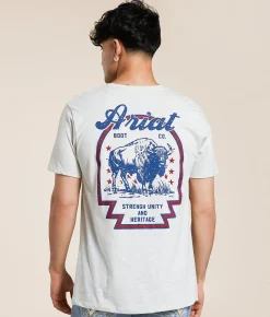 Tops|Graphic T-Shirts | Ariat Bison Archer T-Shirt Oatmeal