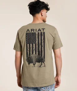 Ariat Bison Flag T-Shirt Fallen Rock New