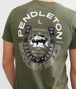 Pendleton Bison Horseshoe T-Shirt Military Green Discount