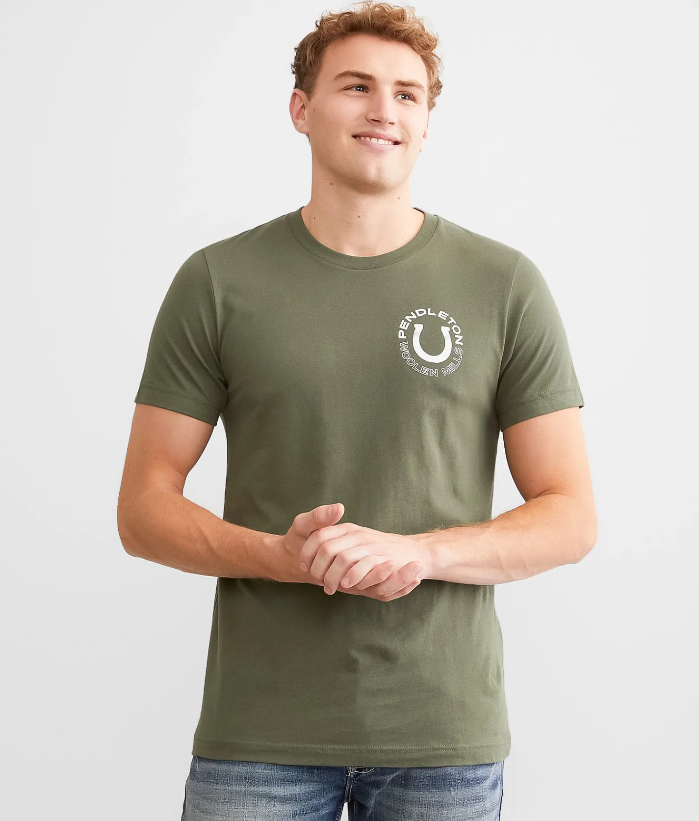 Pendleton Bison Horseshoe T-Shirt Military Green Discount