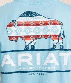 Tops|Graphic T-Shirts | Ariat Bison Southwest Patriot T-Shirt Sea Angel