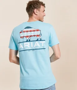 Tops|Graphic T-Shirts | Ariat Bison Southwest Patriot T-Shirt Sea Angel