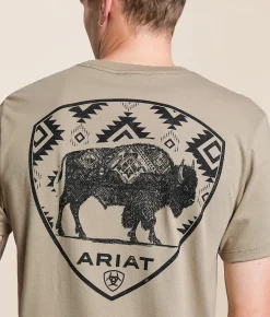 Tops|Graphic T-Shirts | Ariat Bison Stamp Shield T-Shirt Winter Twig