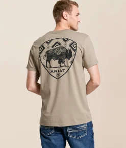 Tops|Graphic T-Shirts | Ariat Bison Stamp Shield T-Shirt Winter Twig