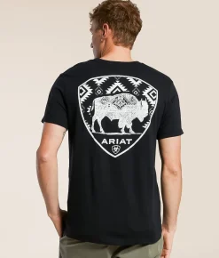 Tops|Graphic T-Shirts | Ariat Bison Stamp Shield T-Shirt Black